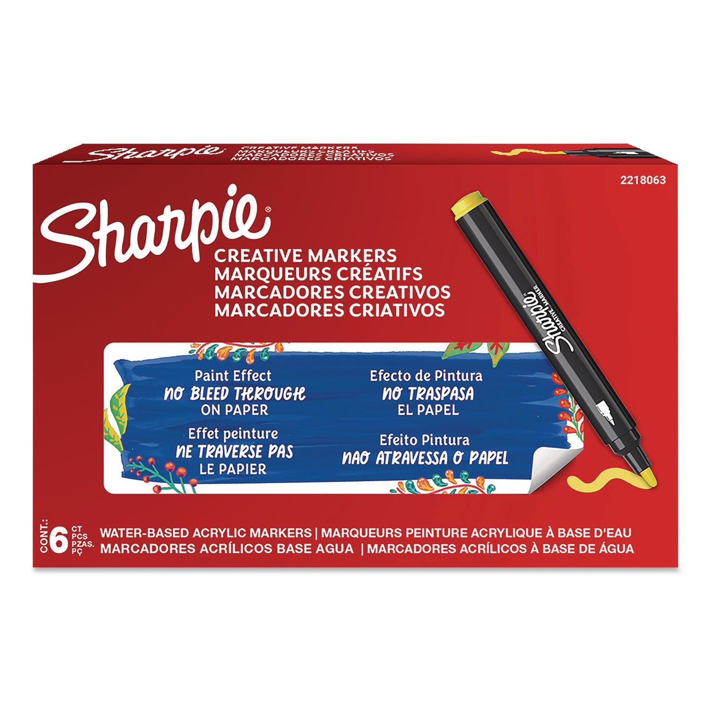 Sharpie® Creative Markers, Bullet Tip, Yellow, 6/Pack (SAN2218063)