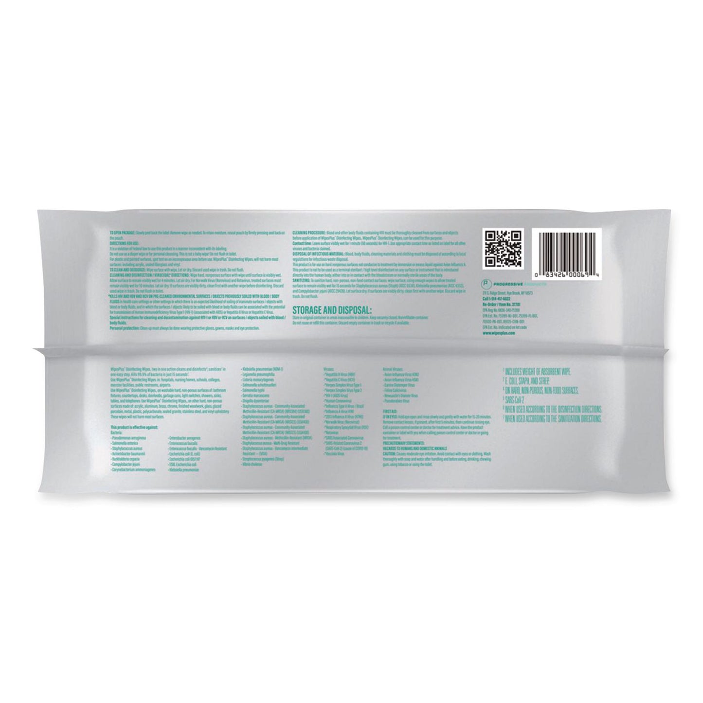 Carlisle WipesPlus Disinfecting Surface Wipes, 1-Ply, 7 x 8, Lemon Scent, White (CFS37701EA)