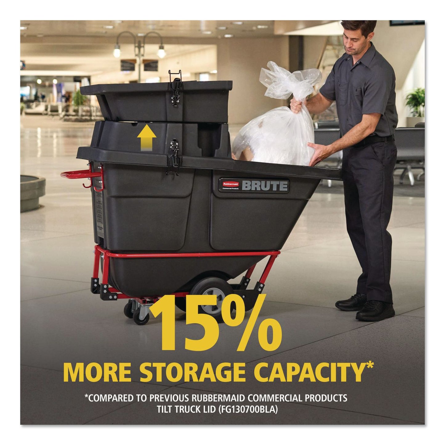 Rubbermaid® Commercial BRUTE Rotomolded Tilt Truck Lid, 28.85 x 57.10 x 9.7, Black (RCP2221456)