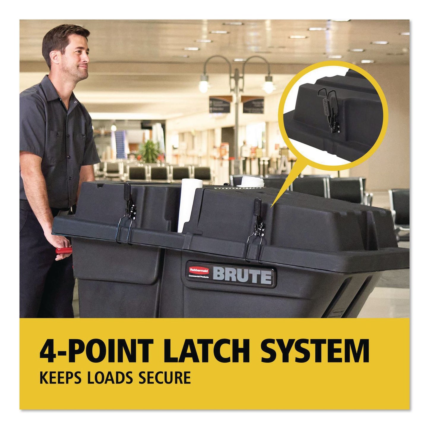 Rubbermaid® Commercial BRUTE Rotomolded Tilt Truck Lid, 28.85 x 57.10 x 9.7, Black (RCP2221456)