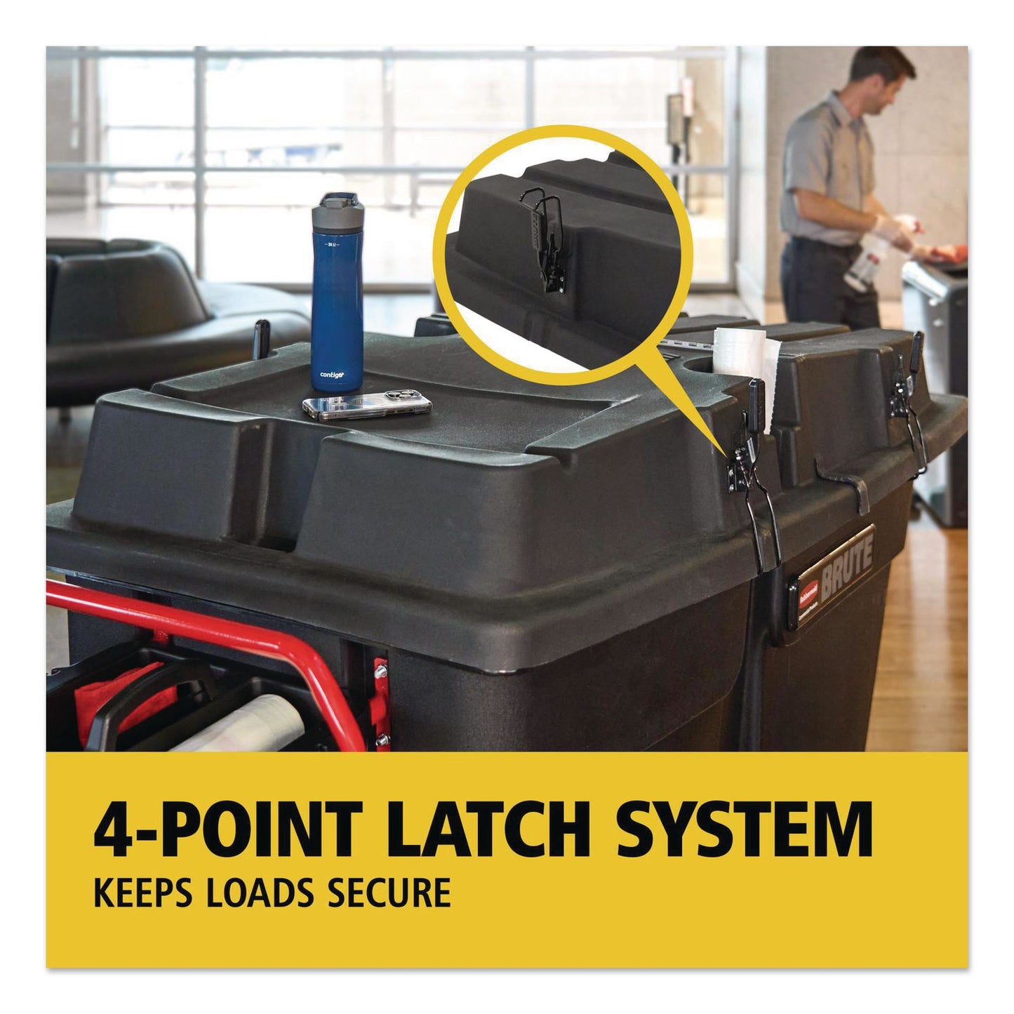 Rubbermaid® Commercial BRUTE Rotomolded Tilt Truck Lid, 35.01 x 70.7 x 9.5, Black (RCP2221457)