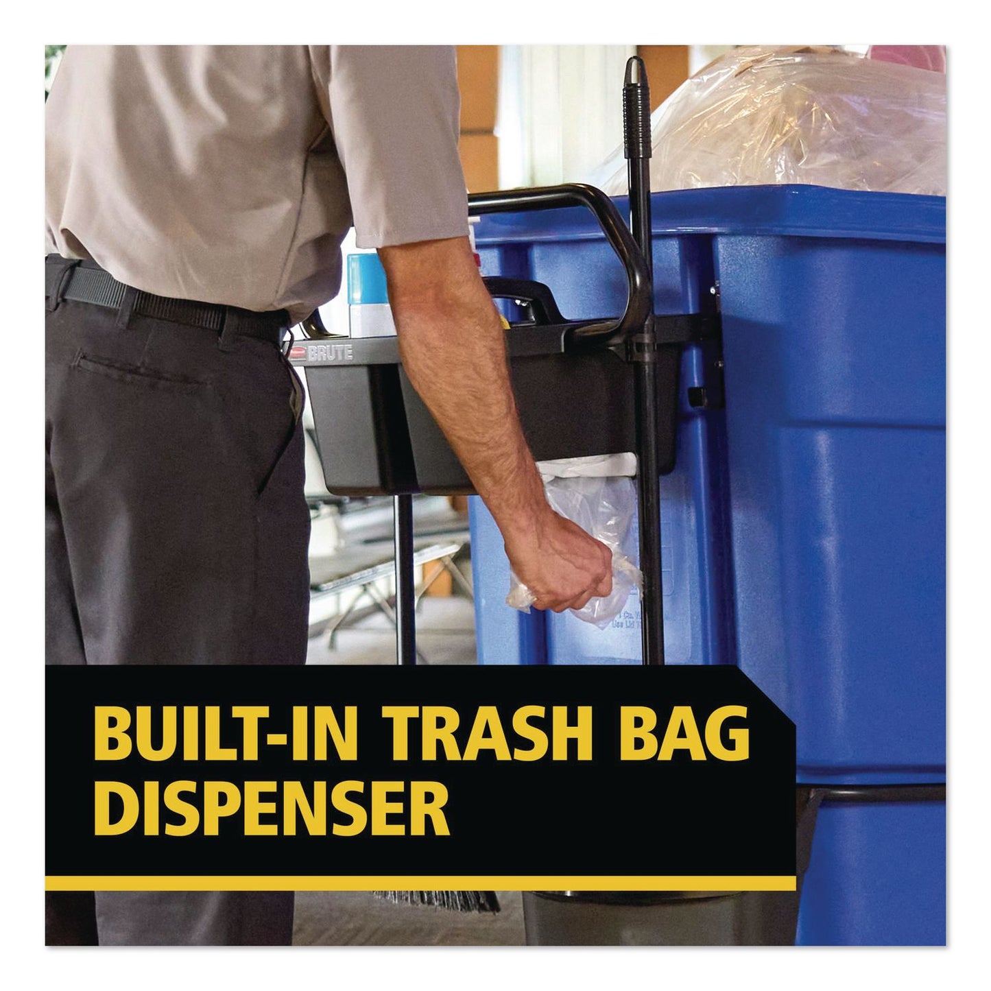 Rubbermaid® Commercial BRUTE Ergonomic Rotomolded Tilt Truck Handle and Caddy, 25.45 x 12.82 x 15, Black (RCP2221459)