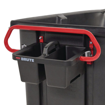 Rubbermaid® Commercial BRUTE Ergonomic Rotomolded Tilt Truck Handle and Caddy, 25.45 x 25.45 x 15, Red/Black (RCP2229066)