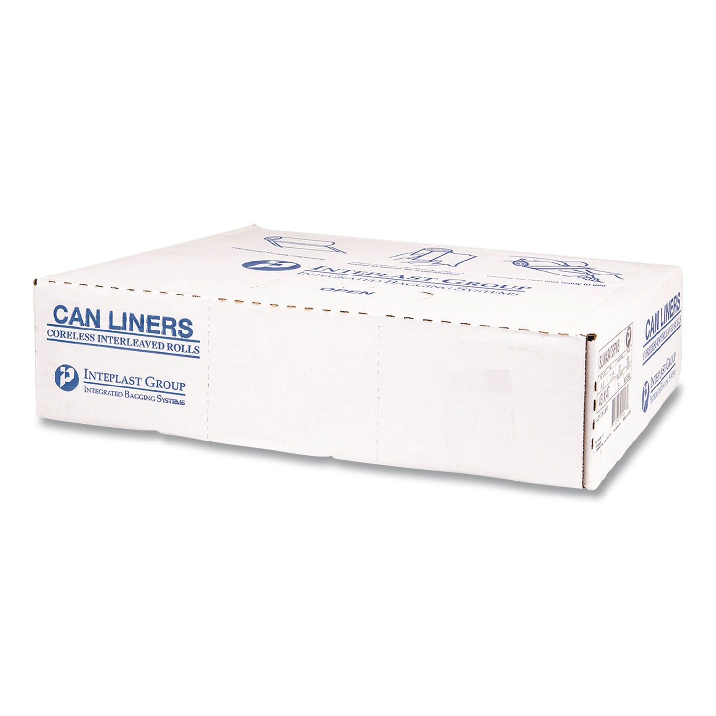 Inteplast Group Institutional Low-Density Can Liners, 45 gal, 1.15 mil, 40" x 46", Natural, Interleaved Roll, 20 Bags/Roll, 5 Rolls/Carton (IBSSLW4046SPNS)