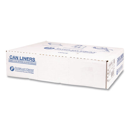 Inteplast Group Institutional Low-Density Can Liners, 45 gal, 1.15 mil, 40" x 46", Natural, Interleaved Roll, 20 Bags/Roll, 5 Rolls/Carton (IBSSLW4046SPNS)