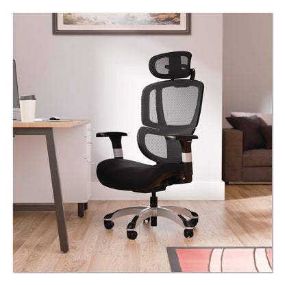 Alera® Minverva Pro Multifunction Chair, Supports Up to 275 lb, 17.7" to 21.4" Seat Height, Black Seat, Black Back, Black Base (ALEMV41ME10B)