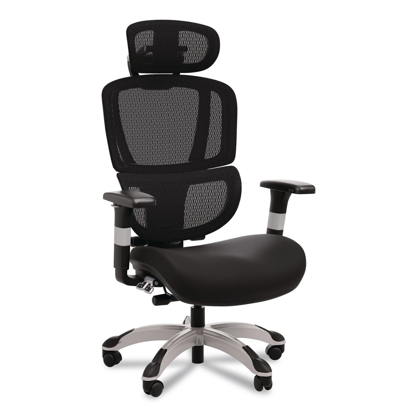 Alera® Minverva Pro Multifunction Chair, Supports Up to 275 lb, 17.7" to 21.4" Seat Height, Black Seat, Black Back, Black Base (ALEMV41ME10B)
