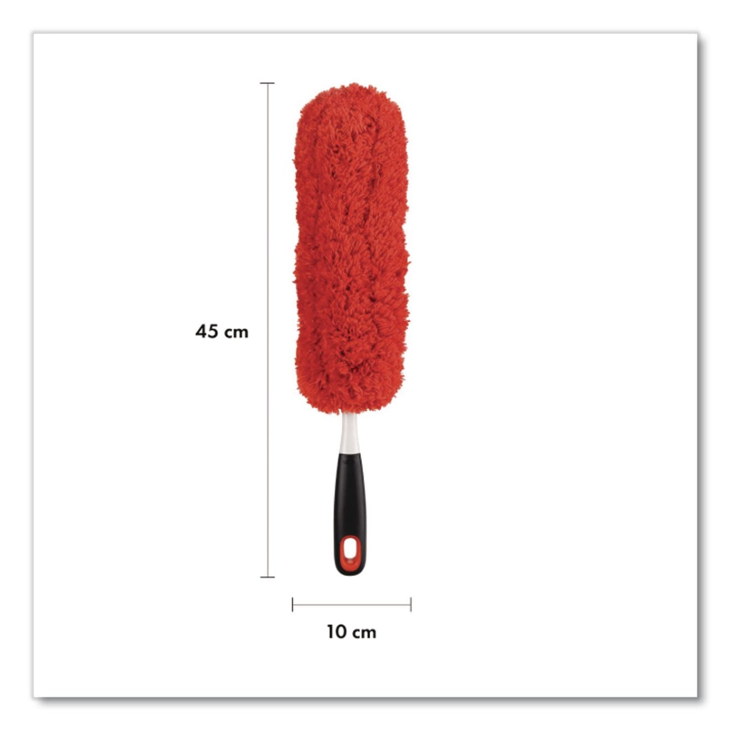 OXO Good Grips Microfiber Duster, 4" x 12" Orange Duster Head, 6" Black Handle (OXO1335180)