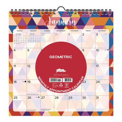 Willow Creek Press Geometric 2026 Spiral Wall Calendar, Geometric Artwork, 12 x 12, Multicolor Sheets, 12-Month (Jan to Dec): 2026 (WPR54734)