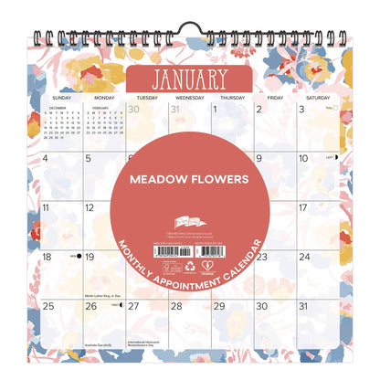 Willow Creek Press Meadow Flowers 2026 Spiral Wall Calendar, Floral Artwork, 12 x 12, Multicolor Sheets, 12-Month (Jan to Dec): 2026 (WPR54741)