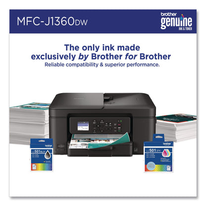 Brother MFCJ1360DW Work Smart 1360 Wireless Color Inkjet AIO Printer, Copy/Print/Scan (BRTMFCJ1360DW)