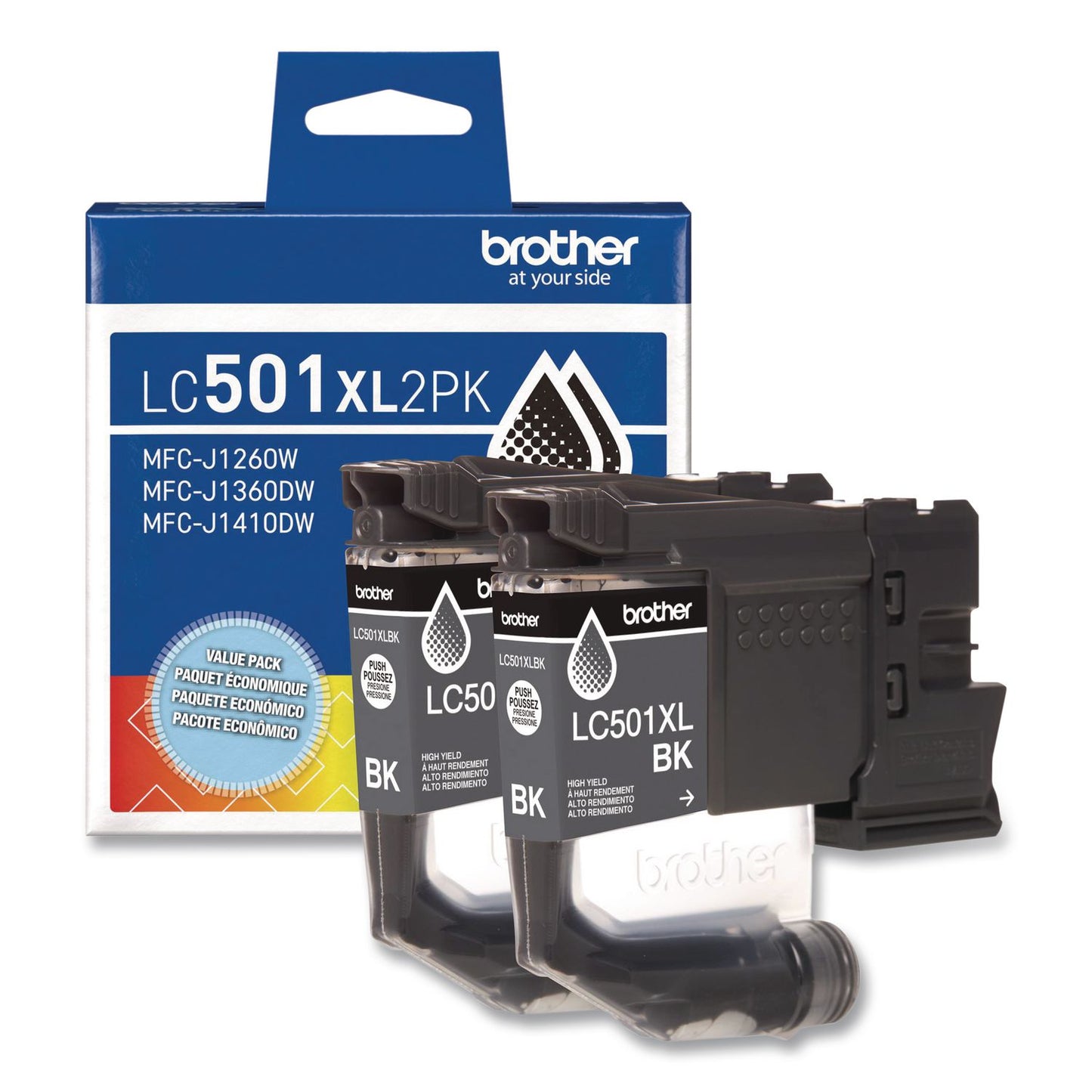Brother LC501XL2PKS High-Yield Ink, 500 Page-Yield, Black, 2/Pack (BRTLC501XL2PKS)