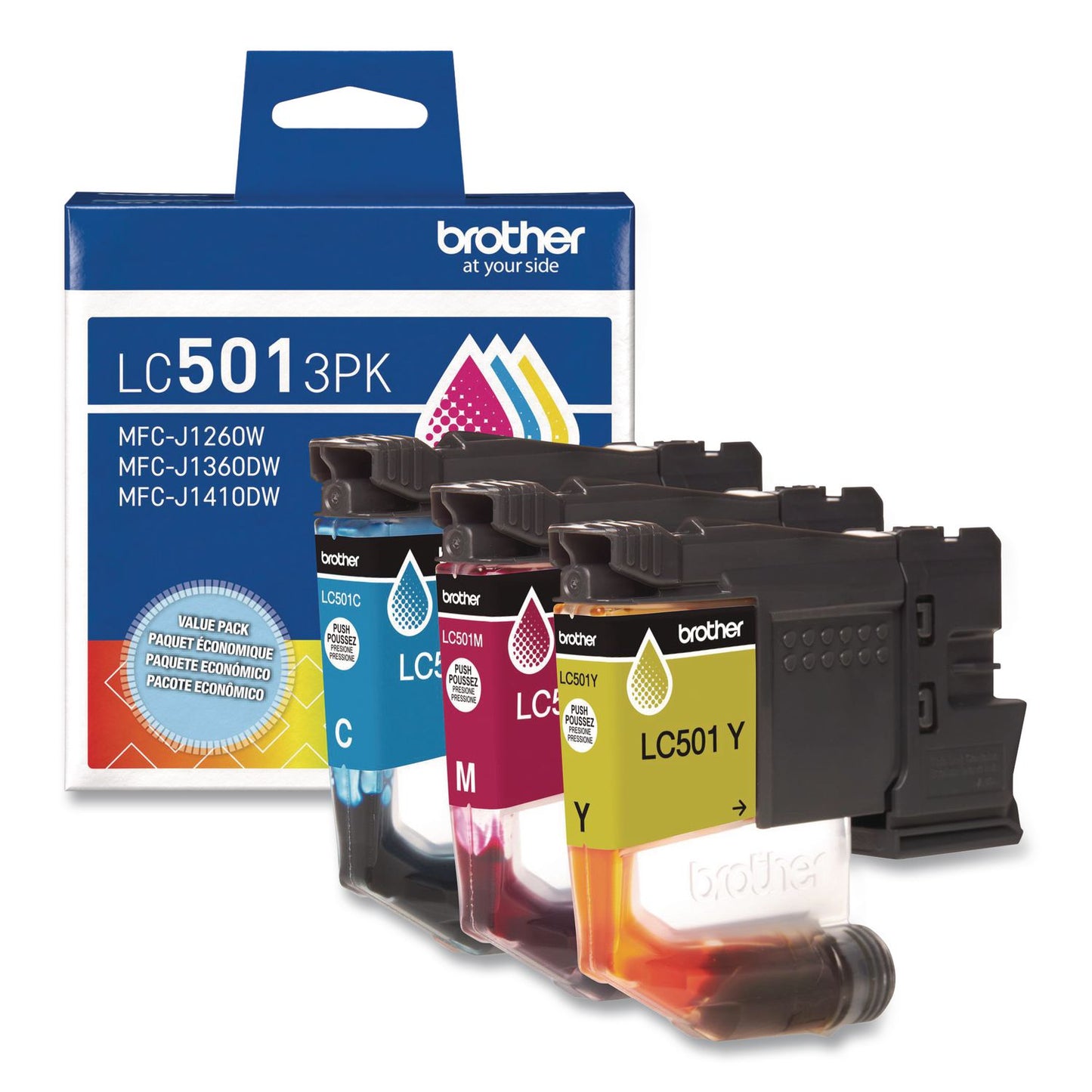 Brother LC5013PKS Ink, 200 Page-Yield, Cyan/Magenta/Yellow, 3/Pack (BRTLC5013PKS)