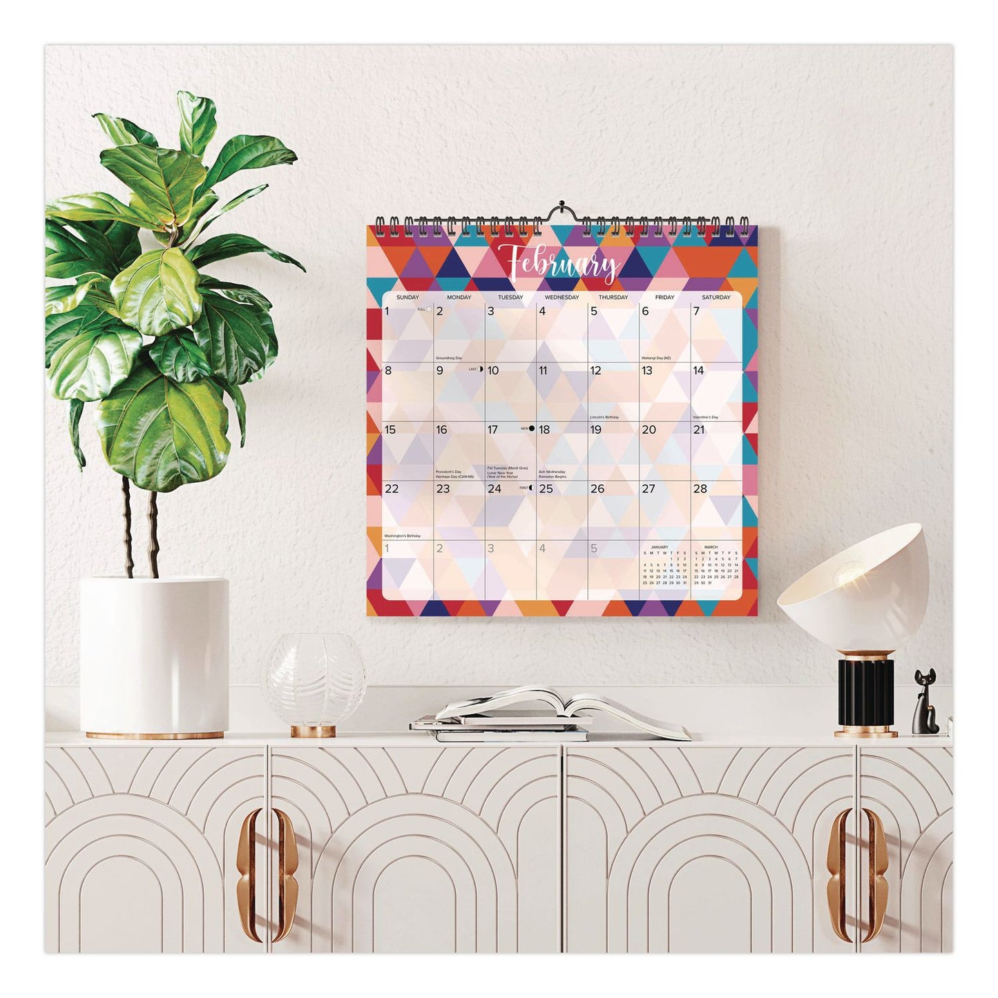 Willow Creek Press Geometric 2026 Spiral Wall Calendar, Geometric Artwork, 12 x 12, Multicolor Sheets, 12-Month (Jan to Dec): 2026 (WPR54734)