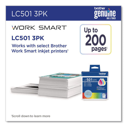 Brother LC5013PKS Ink, 200 Page-Yield, Cyan/Magenta/Yellow, 3/Pack (BRTLC5013PKS)