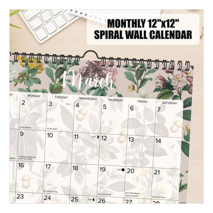 Willow Creek Press Botanical Nature 2026 Spiral Wall Calendar, Botanic Artwork, 12 x 12, Multicolor Sheets, 12-Month (Jan to Dec): 2026 (WPR54727)