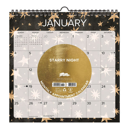 Willow Creek Press Starry Night 2026 Spiral Wall Calendar, Starry Night Artwork, 12 x 12, Multicolor Sheets, 12-Month (Jan to Dec) (WPR54758)