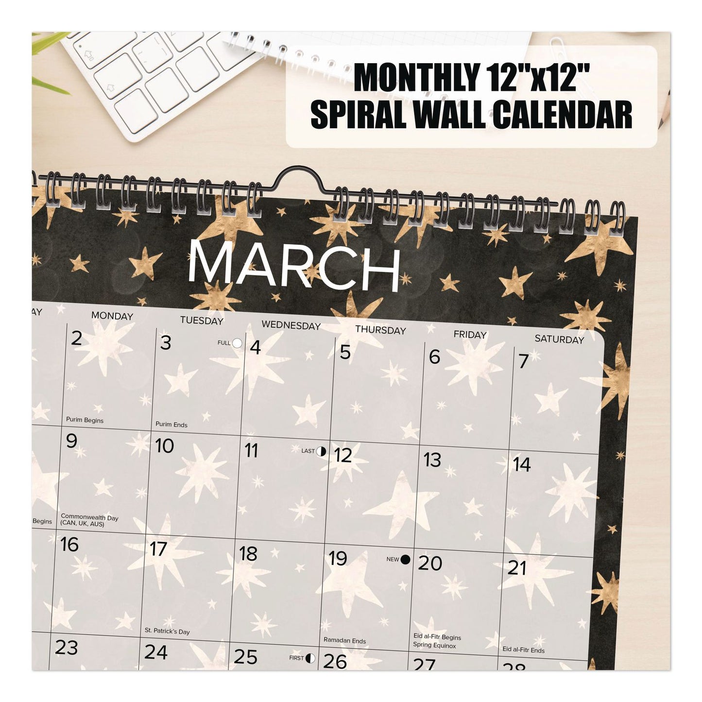 Willow Creek Press Starry Night 2026 Spiral Wall Calendar, Starry Night Artwork, 12 x 12, Multicolor Sheets, 12-Month (Jan to Dec) (WPR54758)