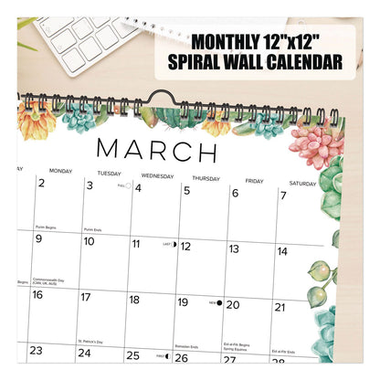 Willow Creek Press Succulents 2026 Spiral Wall Calendar, Succulents Artwork, 12 x 12, Multicolor Sheets, 12-Month (Jan to Dec): 2026 (WPR54765)