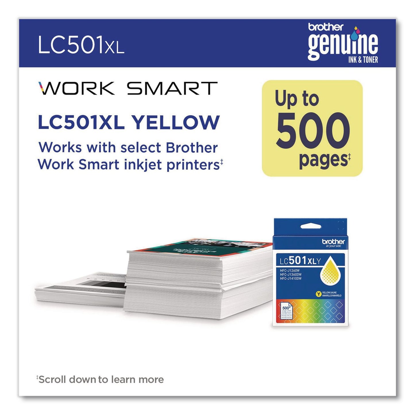 Brother LC501XLYS High-Yield Ink, 500 Page-Yield, Yellow (BRTLC501XLYS)