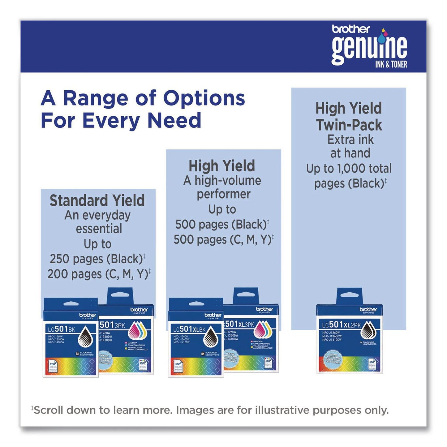 Brother LC501XLBKS High-Yield Ink, 500 Page-Yield, Black (BRTLC501XLBKS)