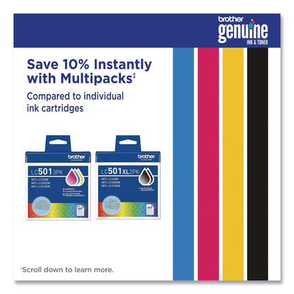 Brother LC501XL2PKS High-Yield Ink, 500 Page-Yield, Black, 2/Pack (BRTLC501XL2PKS)