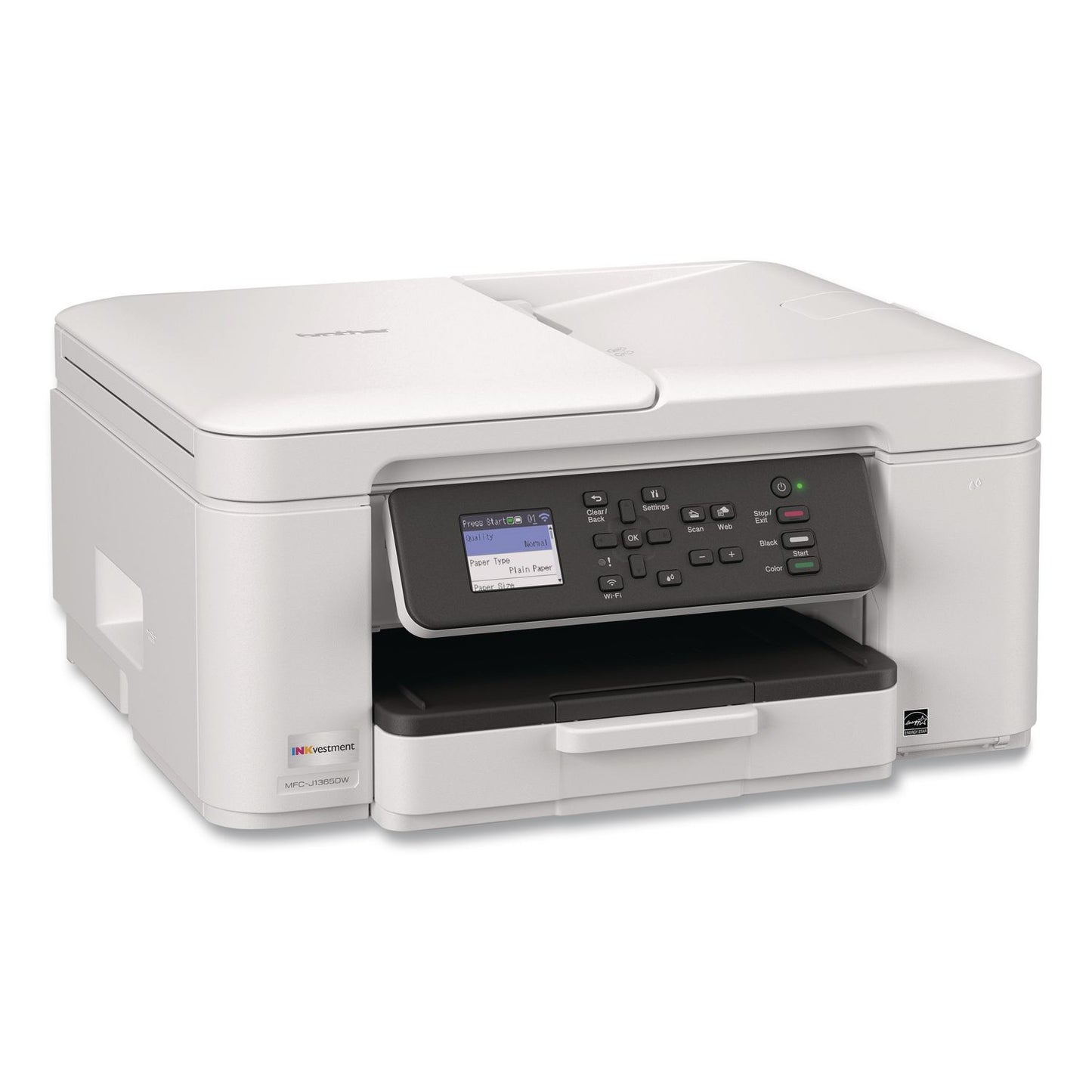 Brother MFCJ1365DW INKvestment 1365 Wireless Color Inkjet AIO Printer, Copy/Print/Scan (BRTMFCJ1365DW)
