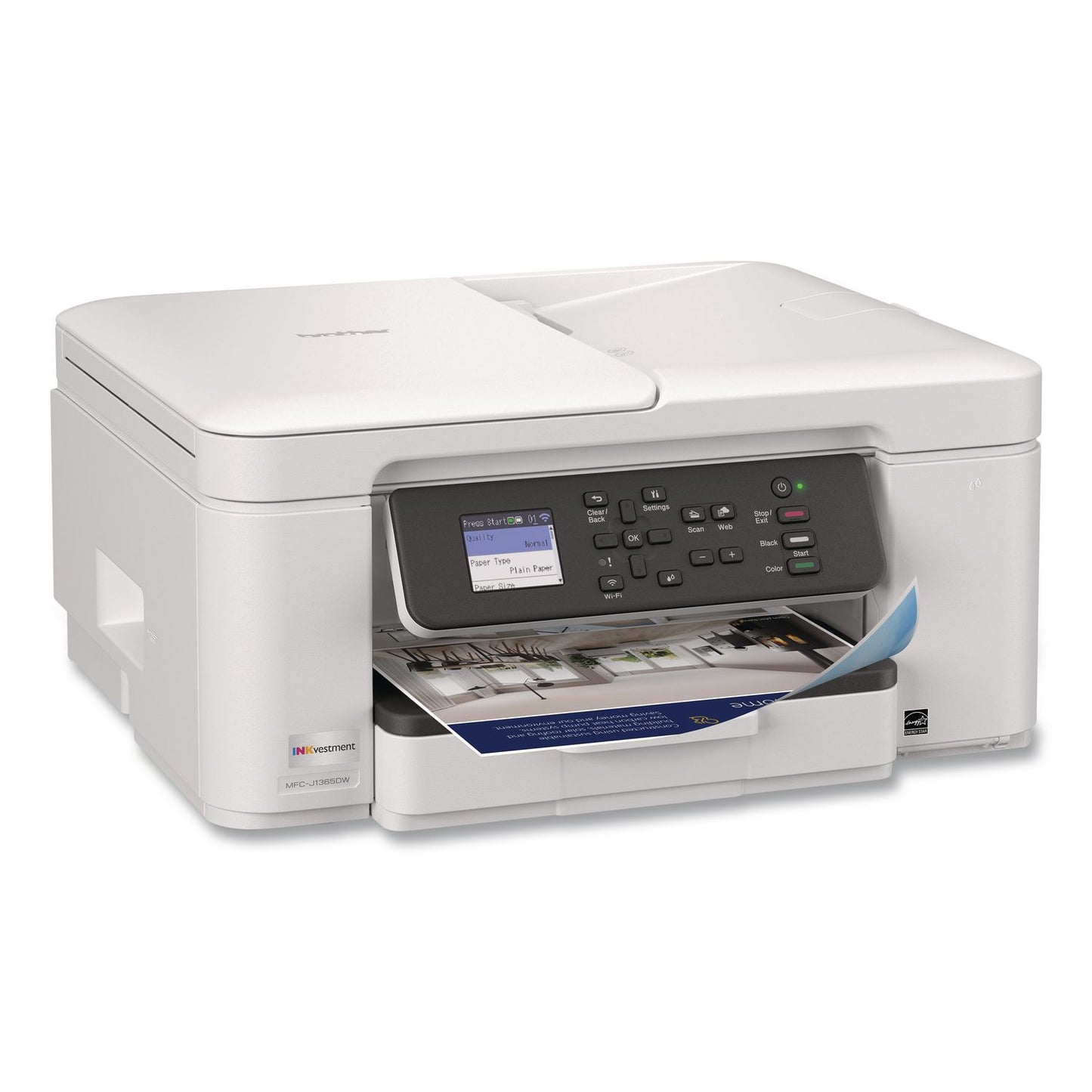 Brother MFCJ1365DW INKvestment 1365 Wireless Color Inkjet AIO Printer, Copy/Print/Scan (BRTMFCJ1365DW)