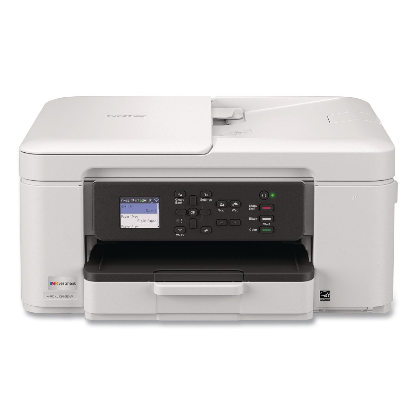 Brother MFCJ1365DW INKvestment 1365 Wireless Color Inkjet AIO Printer, Copy/Print/Scan (BRTMFCJ1365DW)