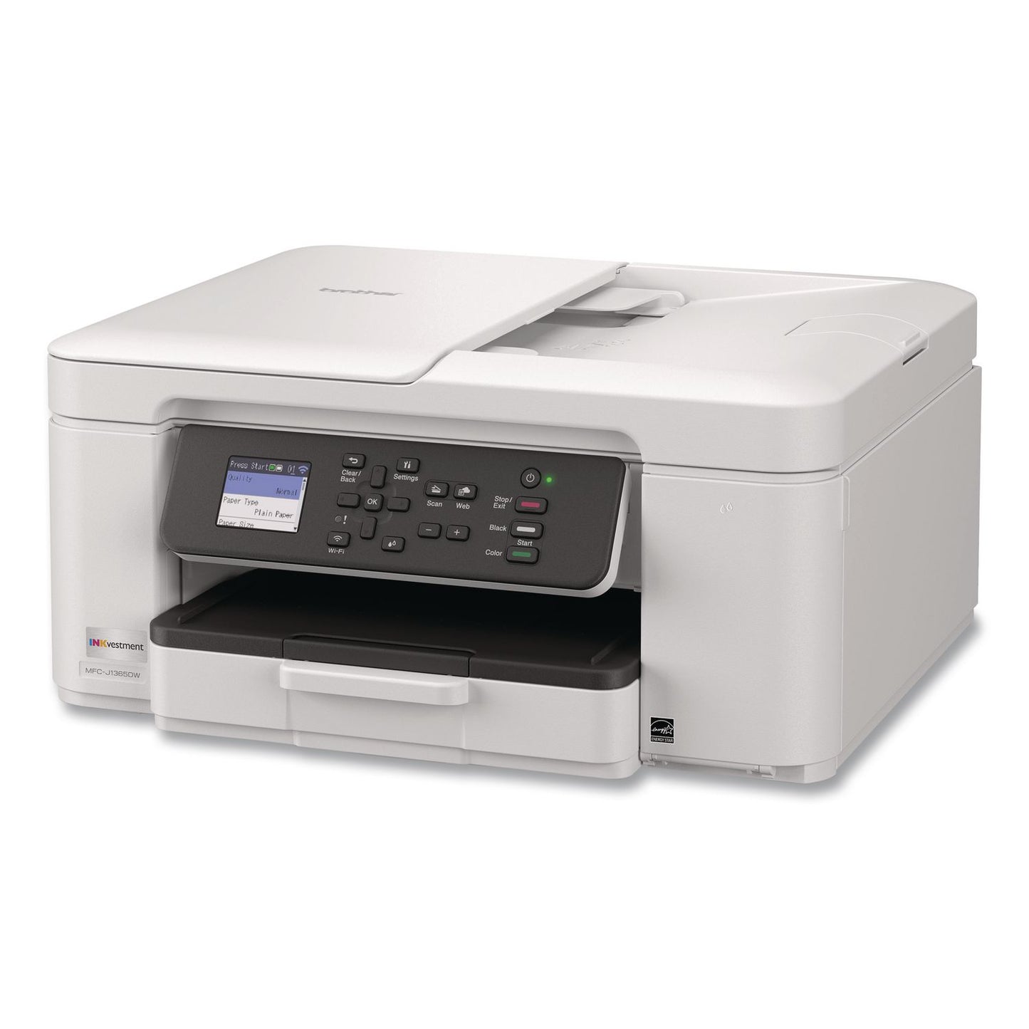 Brother MFCJ1365DW INKvestment 1365 Wireless Color Inkjet AIO Printer, Copy/Print/Scan (BRTMFCJ1365DW)