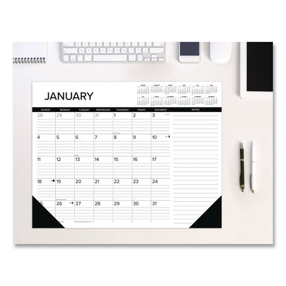 Willow Creek Press Black-and-White with Lines Large Monthly Desk Pad Calendar, 22 x 17, White Sheets, Black Corners, 12-Month (Jan to Dec): 2026 (WPR57216)