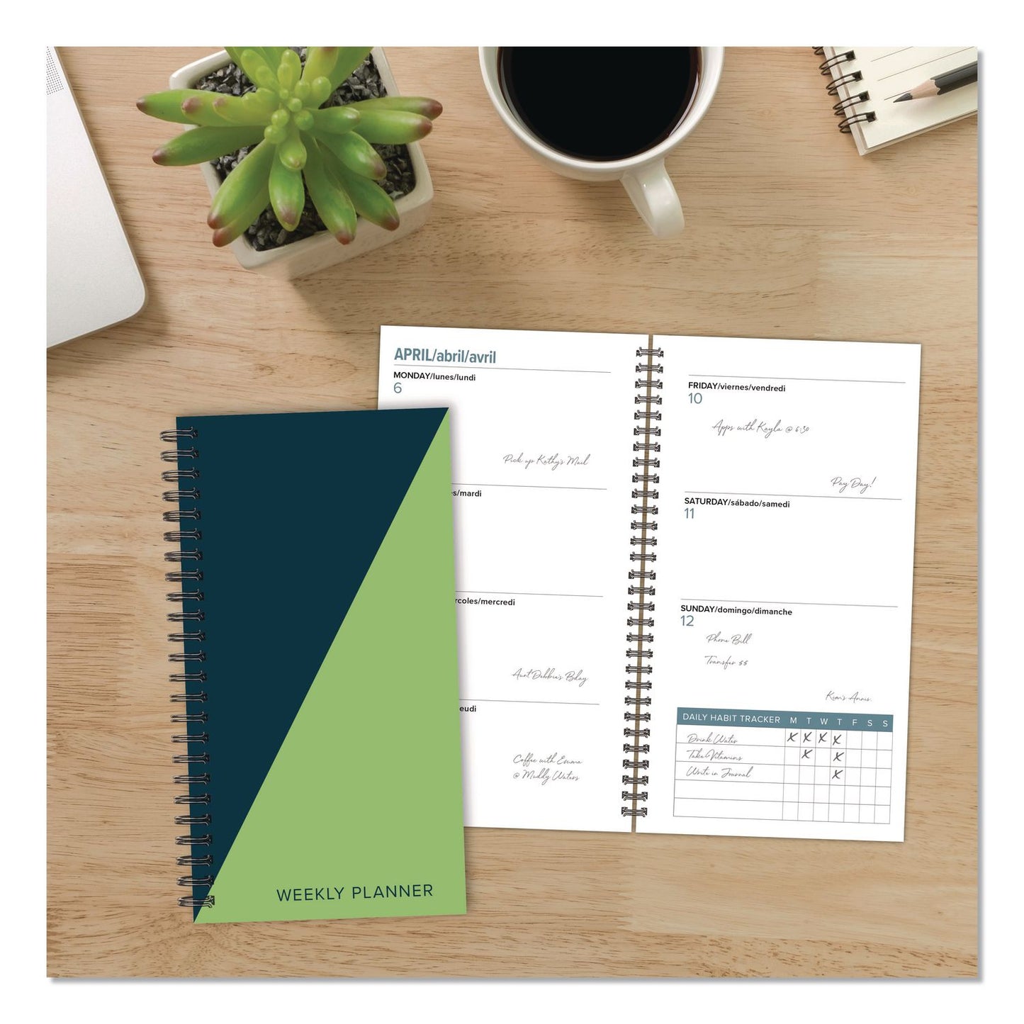 Willow Creek Press Navy Lime Duotone Softcover Weekly/Monthly Spiral Planner, 6.5 x 3.5, Navy/Lime Cover, 12-Month (Jan to Dec): 2026 (WPR57711)