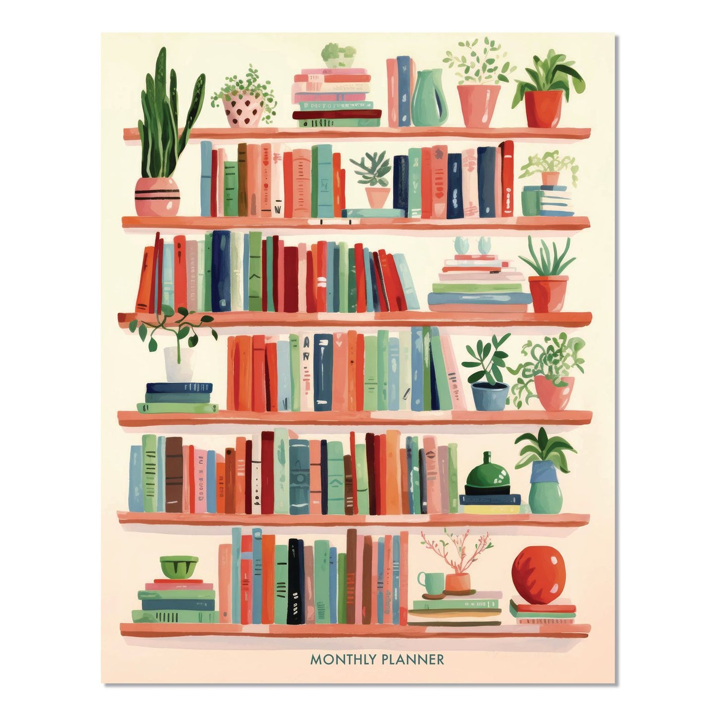 Willow Creek Press Boho Books Monthly Planner, 9.5 x 7.5, Multicolor Cover, 12-Month (Jan to Dec): 2026 (WPR57766)