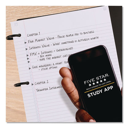 Five Star® FLEX Notebinder, 1/2" TechLock Rings, 1-Subject, Medium/College Rule, Randomly Assorted Cover Colors, (80) 11 x 8.5 Sheets (ACC08120)