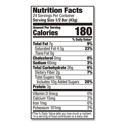 Bobo's Oatmeal Bars, Peanut Butter Chocolate Chip, 3 oz Individually Wrapped, 12/Box (BBO00172)