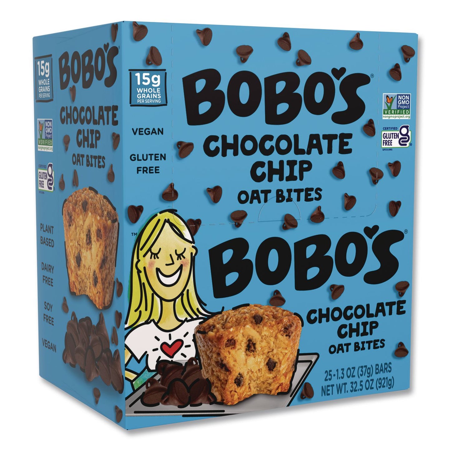 Bobo's Oatmeal Bites, Chocolate Chip, 1.3 oz Individually Wrapped, 25/Box (BBO00214)