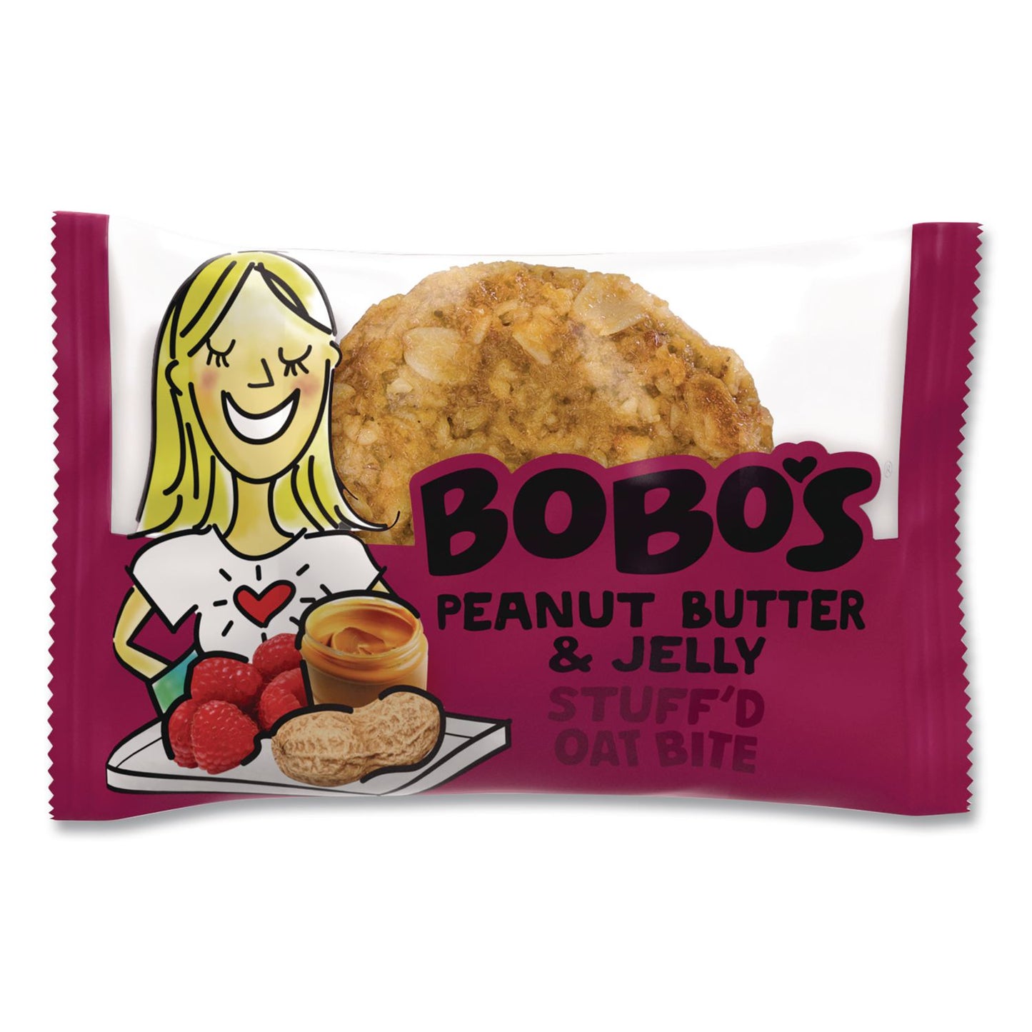 Bobo's Stuff'd Oatmeal Bites, Peanut Butter and Jelly, 1.3 oz Individually Wrapped, 25/Box (BBO00216)