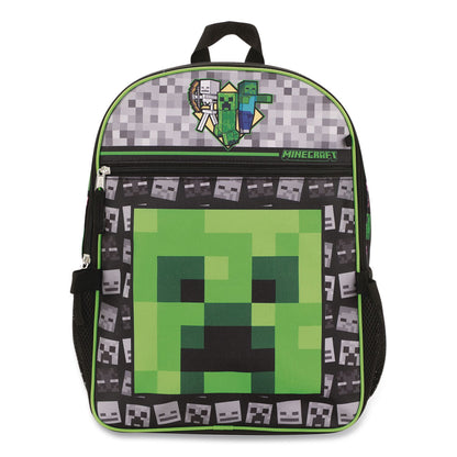 Bioworld® Minecraft 5-Piece Backpack Set, Green/Gray/Black (BWRB1Y7UR9MNCSB)