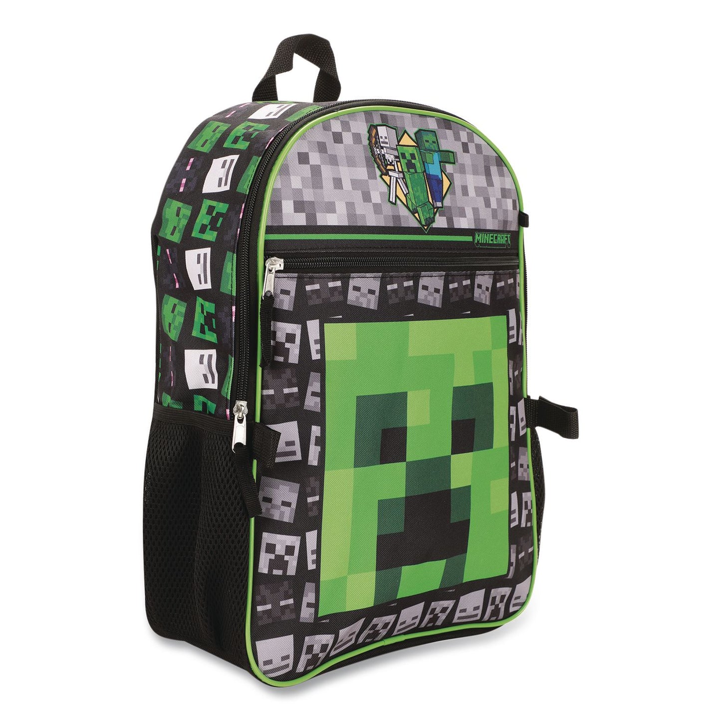 Bioworld® Minecraft 5-Piece Backpack Set, Green/Gray/Black (BWRB1Y7UR9MNCSB)