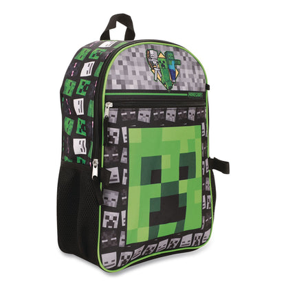 Bioworld® Minecraft 5-Piece Backpack Set, Green/Gray/Black (BWRB1Y7UR9MNCSB)