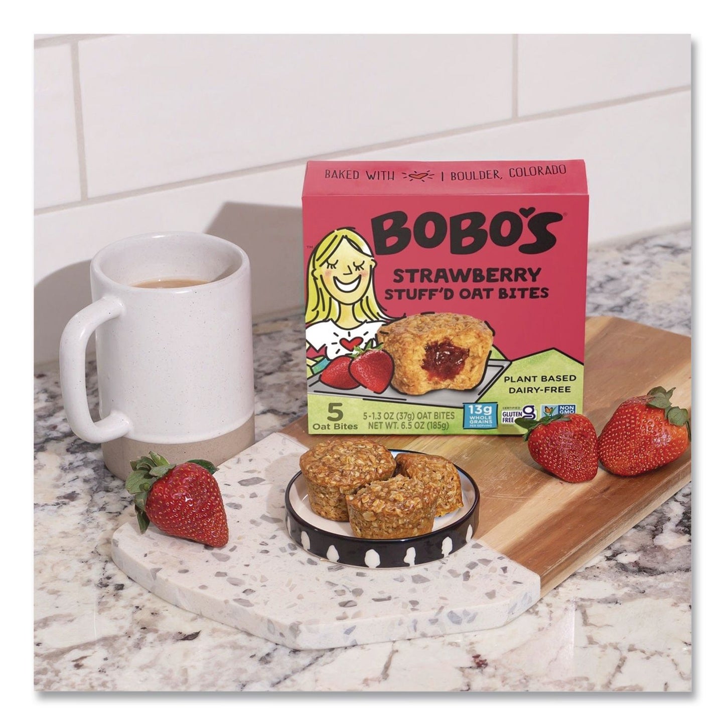 Bobo's Stuff'd Oatmeal Bites, Strawberry, 1.3 oz Individually Wrapped, 25/Box (BBO00228)