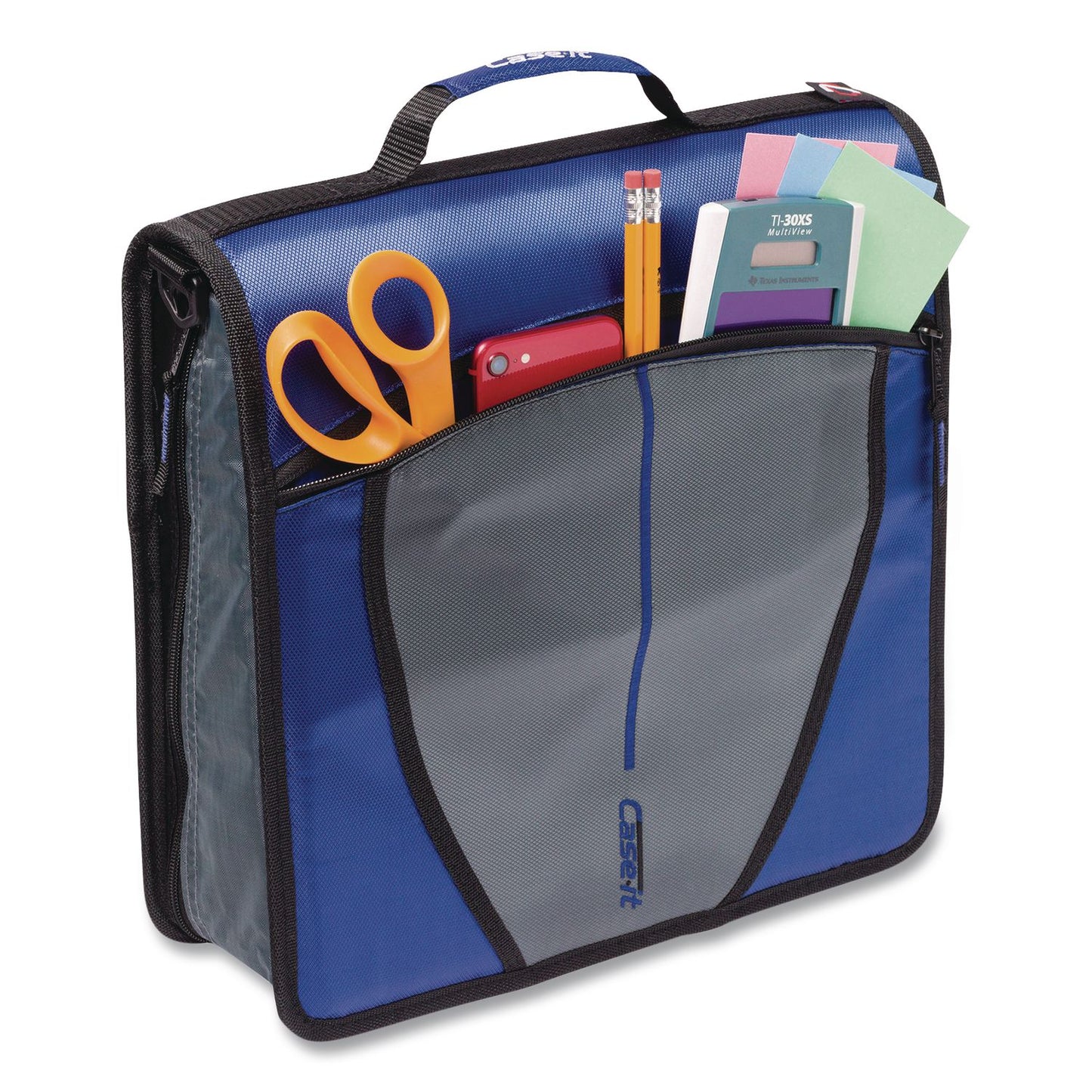 Case it™ Mighty Zip Tab Binder, 3 Rings, 3" Capacity, 11 x 8.5, Blue (CAED146BLUE)