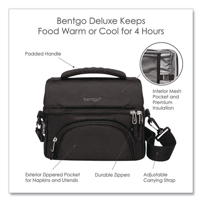 bentgo® Deluxe Insulated Lunch Bag, 8" x 10" x 7.5", Carbon Black (BEOBG2CB)