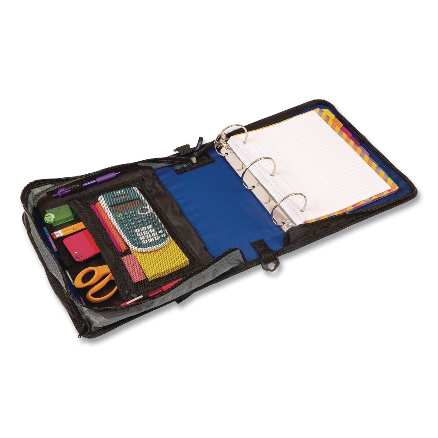 Case it™ Mighty Zip Tab Binder, 3 Rings, 3" Capacity, 11 x 8.5, Blue (CAED146BLUE)