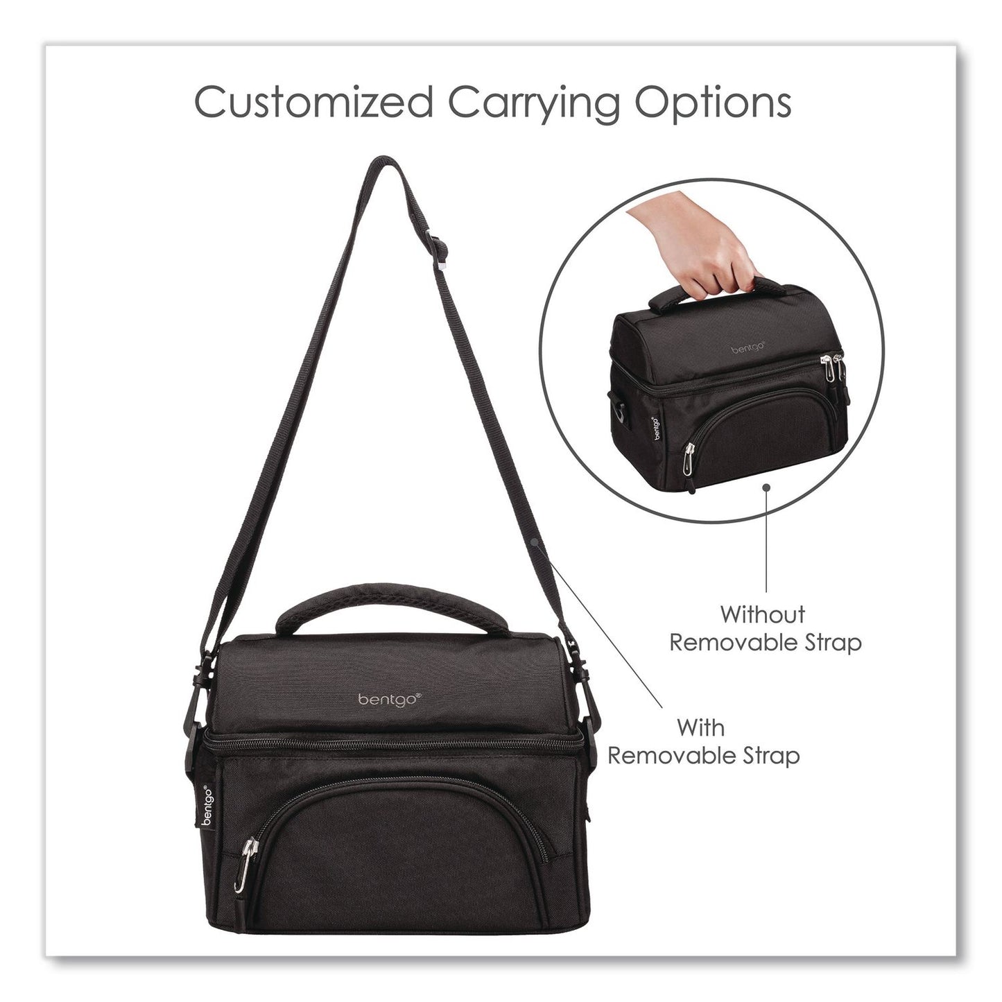 bentgo® Deluxe Insulated Lunch Bag, 8" x 10" x 7.5", Carbon Black (BEOBG2CB)