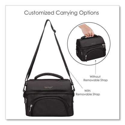 bentgo® Deluxe Insulated Lunch Bag, 8" x 10" x 7.5", Carbon Black (BEOBG2CB)