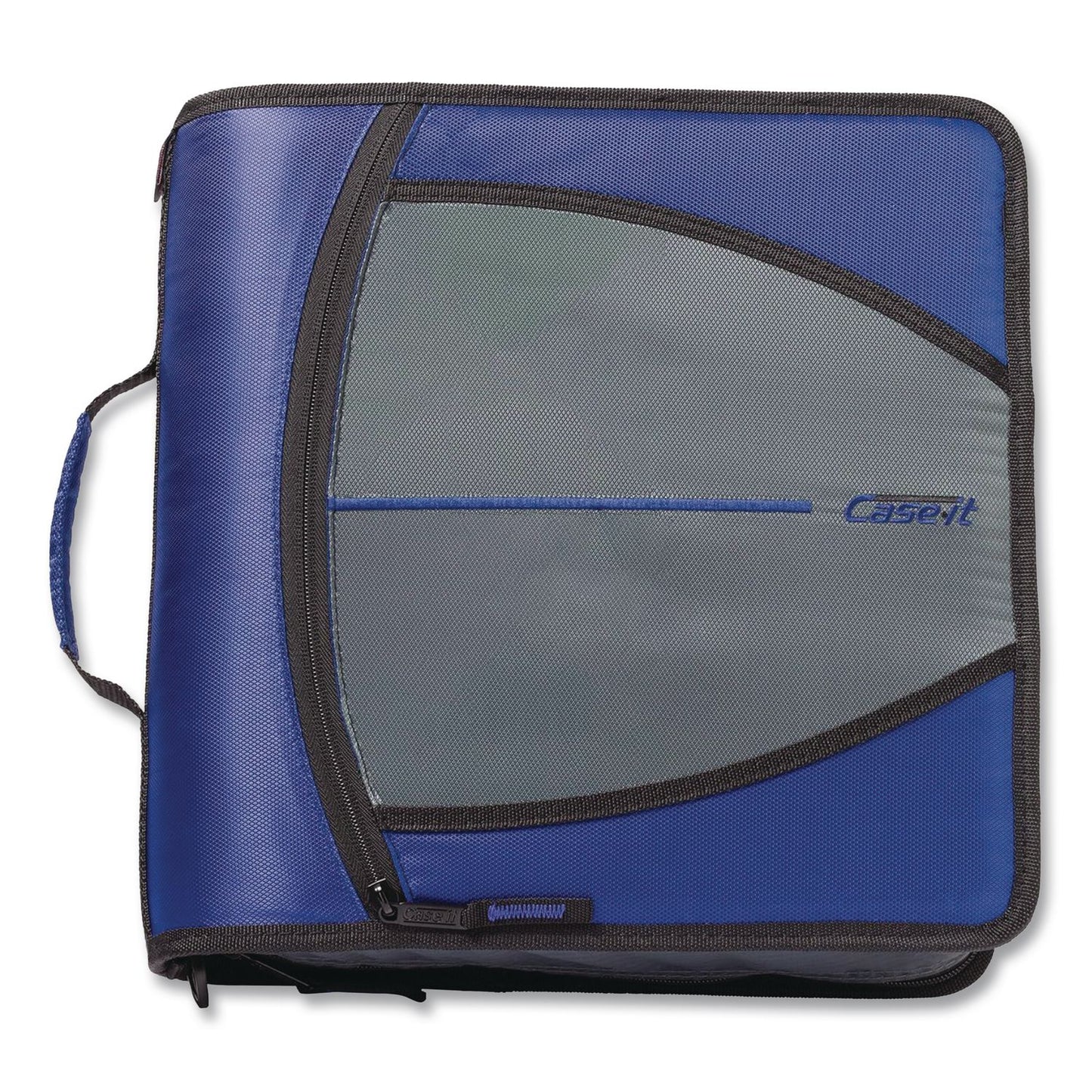 Case it™ Mighty Zip Tab Binder, 3 Rings, 3" Capacity, 11 x 8.5, Blue (CAED146BLUE)