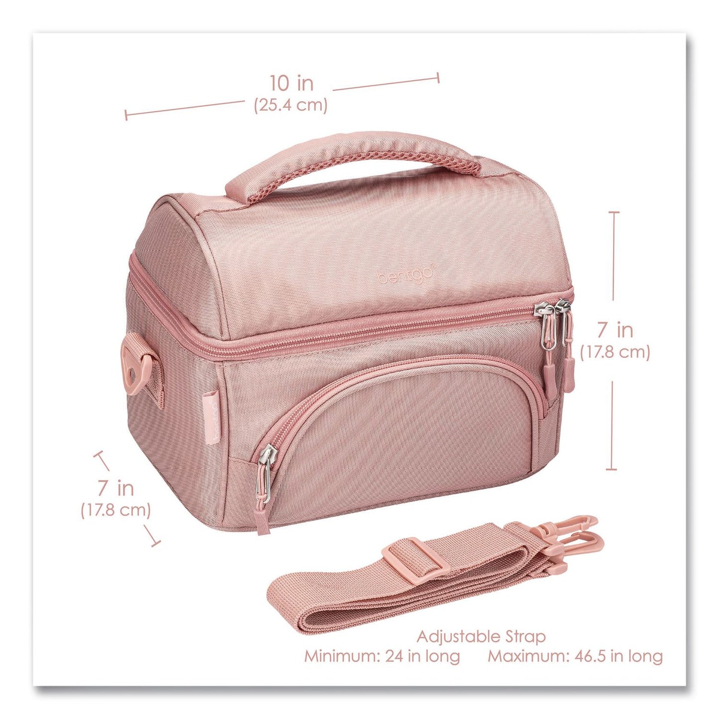 bentgo® Deluxe Insulated Lunch Bag, 8" x 10" x 7.5", Blush Pink (BEOBG2M)