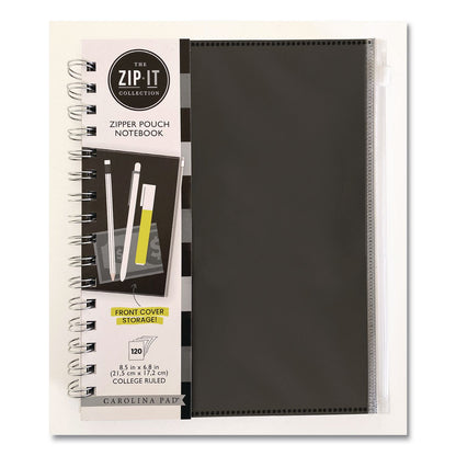 Carolina Pad® Zip-It Ideal Notebook, 1-Subject, Medium/College Rule, Randomly Assorted Cover Colors, (120) 8.5 x 6.8 Sheets (CPP55025)