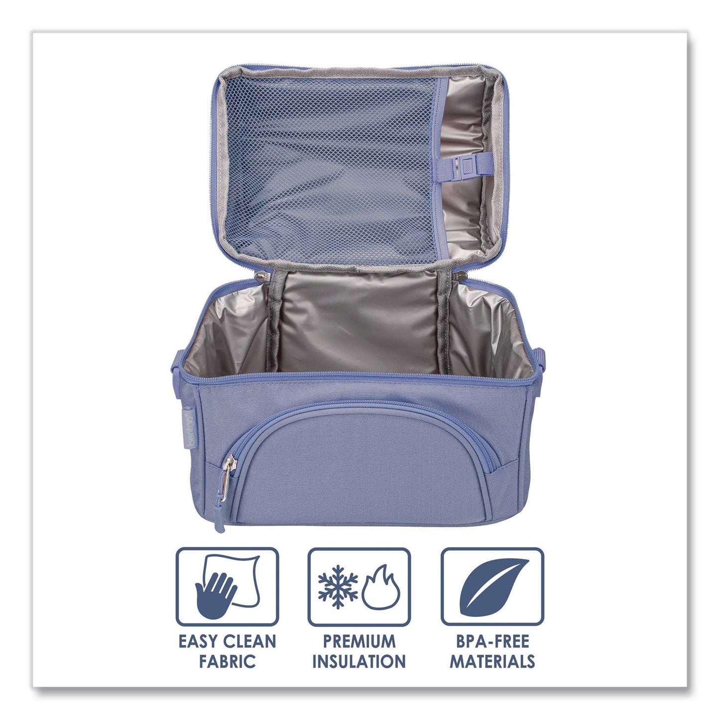 bentgo® Deluxe Insulated Lunch Bag, 8" x 10" x 7.5", Slate Blue (BEOBG2S)